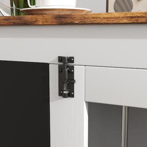 PawHut Psí Kotec, Vnitřní Psí Doplňkový Kotec s 2 Dveřmi, Tabule na Křídu, Dvojfunctionální, pro Střední Psy do 20 kg, 80 x 60 x 70 cm, Bílá | Aosom