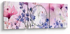 Obraz - Akvarelová louka (s hodinami) (90x30 cm)