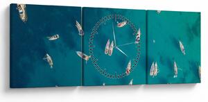 Obraz - Plachetnice (s hodinami) (90x30 cm)