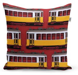 Sablio Polštář Lisabonské historické tramvaje Červený Pattern - 40x40 cm