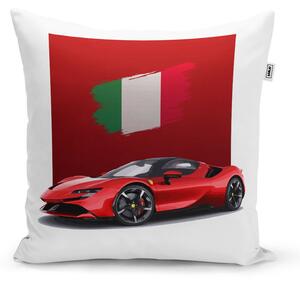 Sablio Polštář Ferrari Italská vlajka na červeném bloku - 40x40 cm