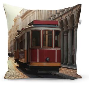Sablio Polštář Historická červená tramvaj - 40x40 cm
