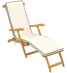 Outsunny Zahradní lehátko ze dřeva s opěrkou nohou, skládací, matrace, ergonomický polohovací, weatherproof, pro kempování, zahradní židle do 160 kg n