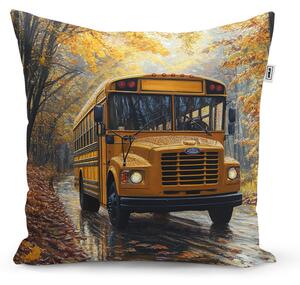 Sablio Polštář Žlutý školní autobus - 40x40 cm