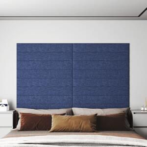Nástěnné panely 12 ks modré 90 x 15 cm textil 1,62 m²