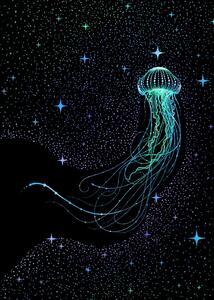 Ilustrace Starry Jellyfish, Aliriza Cakir