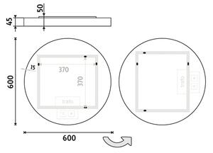 Nimco bílé zrcadlo do koupelny s osvětlením 60 cm, stmívač ZPB 31000RVX-05