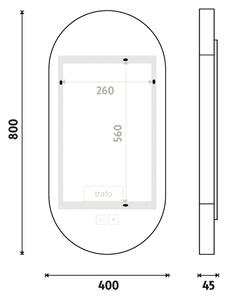 Nimco bílé zrcadlo do koupelny 40 x 80, osvětlení, stmívač ZPB 32002LVX-05