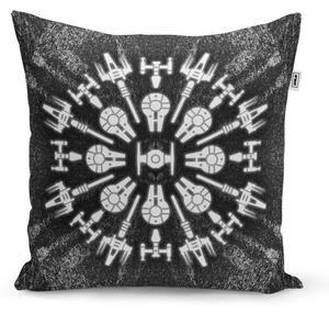 Sablio Polštář Star Wars Vesmírné lodě na šedém abstraktu - 40x40 cm