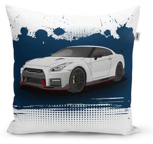 Sablio Polštář Nissan GTR 35 Modrý - 40x40 cm
