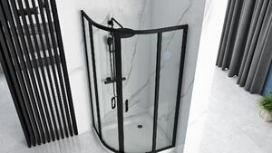 Rea Look, čtvrtkruhová sprchová kabina 80x80x190 cm, 5mm čiré sklo, černý profil, REA-K7902