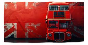 Sablio Ručník Červený patrový autobus Vlajka - 30x50 cm