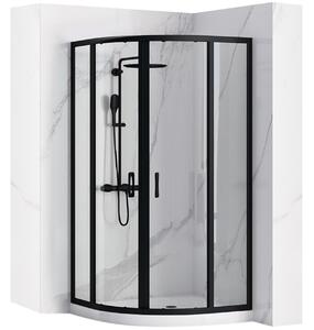 Rea Look, čtvrtkruhová sprchová kabina 80x80x190 cm, 5mm čiré sklo, černý profil, REA-K7902