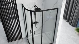 Rea Look, čtvrtkruhová sprchová kabina 100x80x190 cm, 5mm čiré sklo, černý profil, REA-K7900