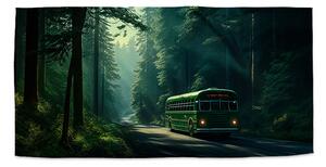 Sablio Ručník Zelený autobus v lese - 30x50 cm