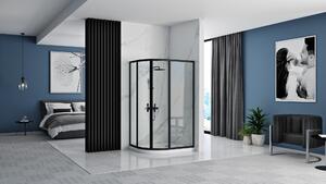 Rea Look, čtvrtkruhová sprchová kabina 100x80x190 cm, 5mm čiré sklo, černý profil, REA-K7900
