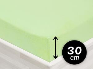 Jersey napínací prostěradlo na vysokou matraci JR-018 Pastelově zelené 200 x 220 - výška 30 cm