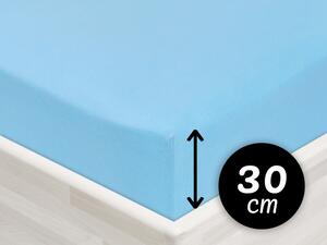 Jersey napínací prostěradlo na vysokou matraci JR-017 Azurově modré 180 x 220 - výška 30 cm