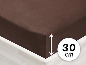 Jersey napínací prostěradlo na vysokou matraci JR-026 Čokoládově hnědé 140 x 200 - výška 30 cm