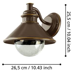 EGLO Venkovní nástěnné svítidlo Albacete, hnědá/měď, Ø 26 cm, kov, Hnědá / rez, kov