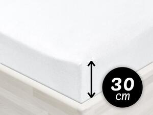 Jersey napínací prostěradlo na vysokou matraci JR-031 Bílé 200 x 200 - výška 30 cm