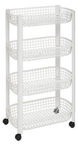 Kuchyňský vozík na kolečkách BASKET, plastový, 46,5 x 25,5 x 79 cm, bílá