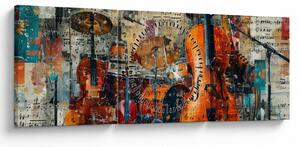 Obraz - Hudební nástroje (s hodinami) (90x30 cm)
