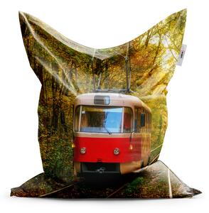 Sablio Sedací vak Červená tramvaj v lese - 150x100 cm