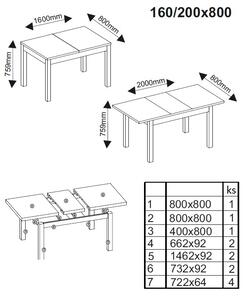 Jedálenský stôl 160-200 cm Alene (dub sonoma) (pre 6 8 osôb). 1041889