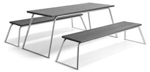 AJ Produkty Sestava ARCTIC, stůl + 2 lavice bez opěradla, šedá