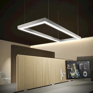 Team Italia Designové LED závěsné svítidlo EDGE, 143x59cm, 3000K, mikroprizma Barva: Bílá