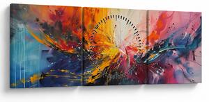 Obraz - Barevná abstrakce (s hodinami) (90x30 cm)
