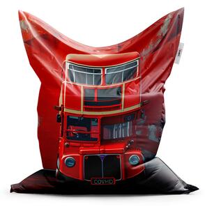 Sablio Sedací vak Červený patrový autobus Vlajka - 150x100 cm