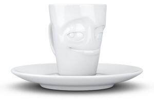 Bílý usměvavý porcelánový šálek na espresso s podšálkem 58products, objem 80 ml