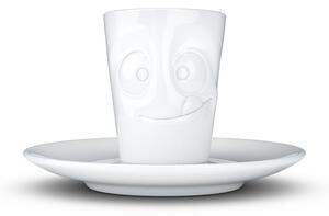 Bílý mlsný porcelánový šálek na espresso s podšálkem 58products, objem 80 ml