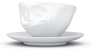 Bílý mlsný porcelánový šálek s podšálkem 58products