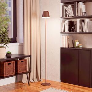 EGLO LED terasová lampa Mannera-L na akumulátor, rezavá barva, výška 140 cm, stmívatelný, Hnědá / rez, Hliník, Moderní