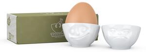 Sada 2 bílých porcelánových kalíšků na vajíčka 58products Happy & Hmpff
