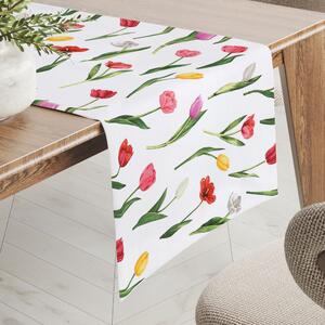 Biante Bavlněný běhoun na stůl Sandra SA-506 Tulipány na bílém 20x120 cm
