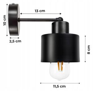 BERGE Nástěnná lampa - kinkiet - KUBEK - E27 - černý