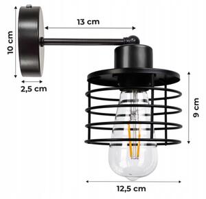 BERGE Nástěnná lampa - kinkiet - E27 - PRUŽINA - černá
