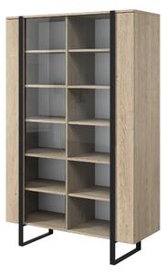 Vitrína Verica 120 cm s kovovými nožkami - dub piškotový / černé nožky