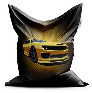 Sablio Sedací vak Chevrolet Camaro Žlutá mřížka - 150x100 cm