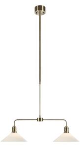 Markslöjd Závěsné světlo Vela, starý mosaz, 2 žárovky, sklo, délka 75 cm, stmívatelný, Bronz / starožitná mosaz, Obývací pokoj / jídelna, kov