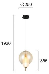 Viokef Závěsné světlo LED Adol, jantarová, Ø 25 cm, sklo, Krémová / jantar, Obývací pokoj / jídelna, Sklo