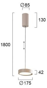 Viokef Závěsné světlo LED Denver, Ø 17 cm, béžová, kov, Krémová / jantar, Obývací pokoj / jídelna, Hliník, Moderní