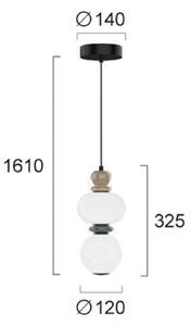 Viokef Závěsné LED světlo Gemma, výška 32 cm, barevné, sklo/keramika/kov, Vícebarevná, Obývací pokoj / jídelna, Sklo