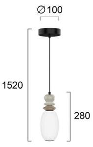 Viokef Závěsné LED světlo Gemma, výška 28 cm, barevné, sklo/keramika/kov, Vícebarevná, Obývací pokoj / jídelna, Sklo