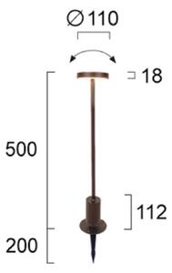 Viokef LED lampa s podstavcem Tango rezavě hnědá, výška 50 cm kov, zemní hrot, Hnědá / rez, Hliník, Moderní, Venkovní bodové svítidlo / zabodnuté do země