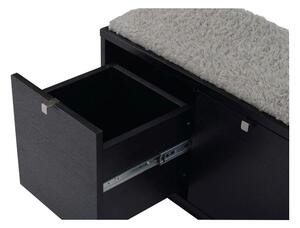 Černá lavice s úložným prostorem a s šedým sedákem Rowico Confetti, šířka 70 cm